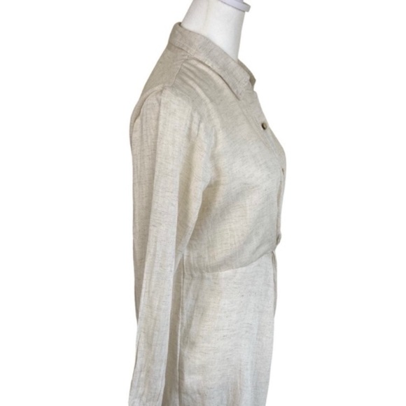 Sim & Sam Linen Blend Midi Dress Twist Button Front Neutral Color Sz S NWT - Picture 7 of 16